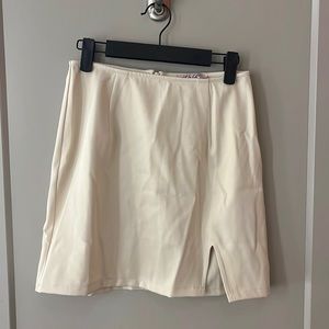 Beige Mini Skirt with slit